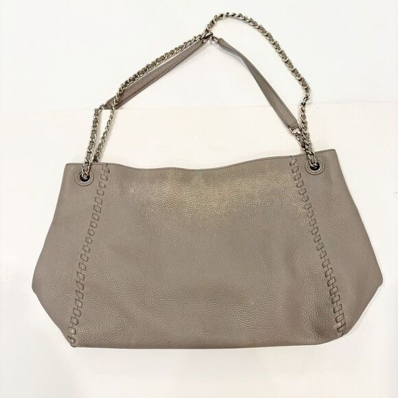 Tory Burch Marion Chain Slouchy Tote Bag French Gray $495.00 FLAW - Picture 3 of 8